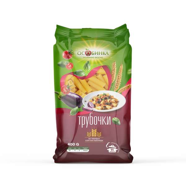 Упаковка Макаронные изделия трубочки - аренда торгового знака Особинка